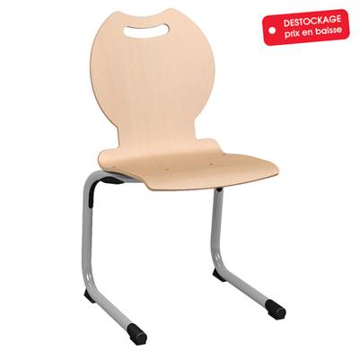 Chaise SOFIA coque C22 Bandana bois Blueprotech® piètement époxy - T6 - Gris RAL 9006 - MOBIDECOR