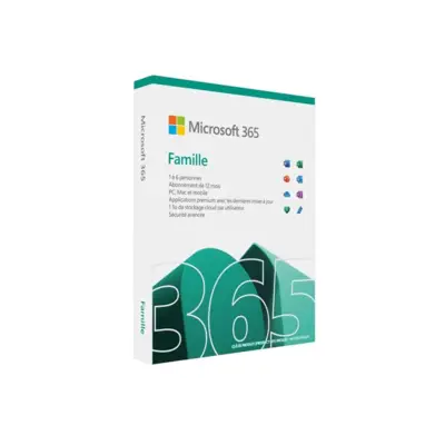 Microsoft Office 365 Famille (Family) - 6 utilisateurs - 12 mois - PC, Mac, iOS, Android, Chromebook