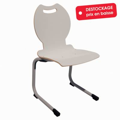 Chaise ALUMIT AST coque Bandana stratifié chant brut piètement époxy - T6 - gris dauphin/gris alu RAL 9006 - Mobidecor