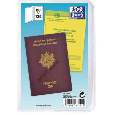 Etuis de poche PVC 30/100eme Passeport 2 volets 88 x 125 mm