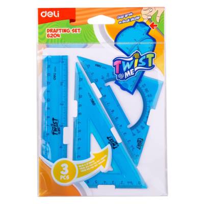 Kit traçage flexible Eco PVC bleu translucide: 1 règle de 15 cm et 2 équerres