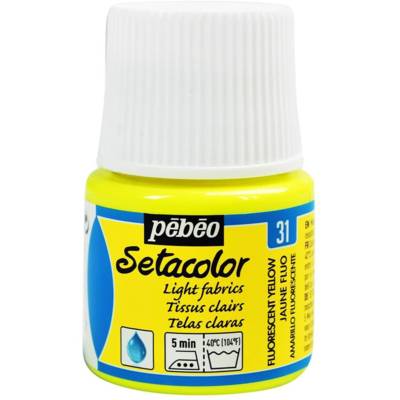 Flacon 45ml Peinture Setacolor pour tissus clairs JAUNE FLUO