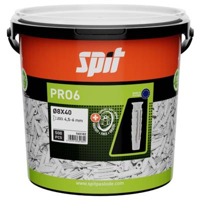 Cheville nylon PRO6 - 8 x 40 sans vis - Seau de 500 - SPIT - 565182 - Maxoutil