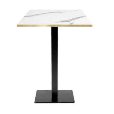 Mange-debout pied noir 60x60cm marbre blanc chant laiton - intérieur - RestooTab