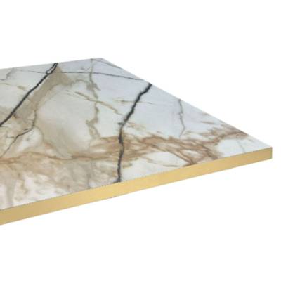 Plateau de table 60x60cm Marbre Calcuta & laiton - RestooTab