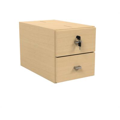 Caisson 2 tiroirs NOVA mélaminé - L32xP55xH35 cm - Hêtre miel - Mobidecor