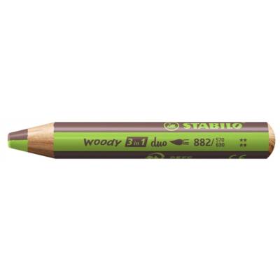 Crayon multi-talents  woody 3 in 1 duo - vert clair-marron
