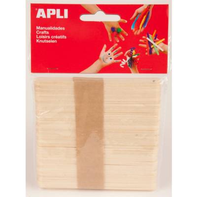 Sachet de 50 bâtons en bois naturel 115 x 10 mm - APLI-AGIPA