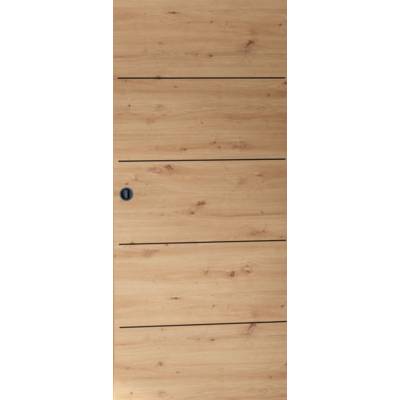 Porte coulissante tubulaire LINEO décor chêne Artis - 204 x 73 cm - Gedimat