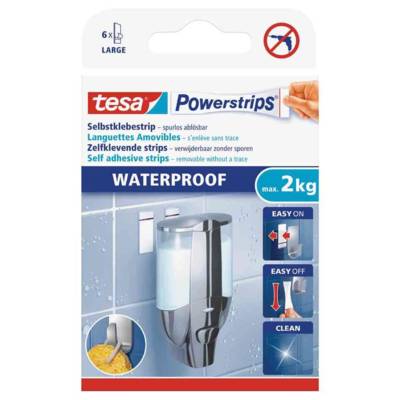 Pack 8 Powerstrips Pastille adhésive SMALL WATERPROOF, blanc