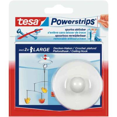 Powerstrips 1x crochet 2 strips large pour plafond force 500g Blanc