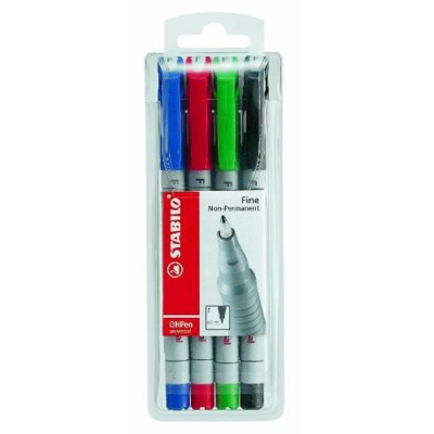 Pochette de 4 Feutre pour Transparent OHPen encre soluble Pte fine - STABILO