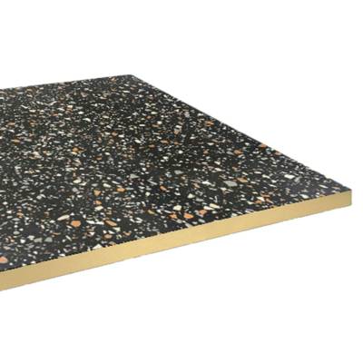 Plateau de table carré Terrazzo Black & laiton - RestooTab