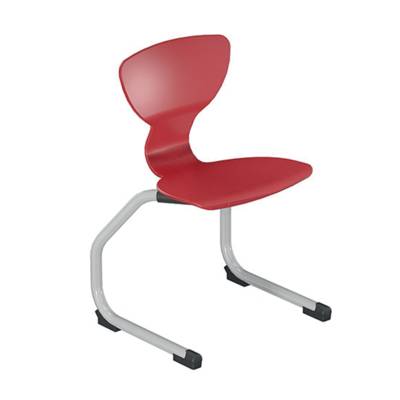 Chaise CORUS AST coque polyuréthane piètement époxy - T3 - Rouge/Gris alu RAL 9006 - Mobidecor