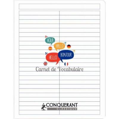 Cahier de vocabulaire polypro17X22 cm agrafé 96P réglure spécifique
