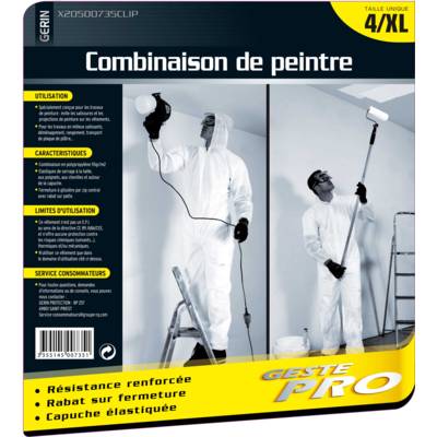 Combinaison de peinture jetable blanche - T4 / XL - Gedimat - GERIN