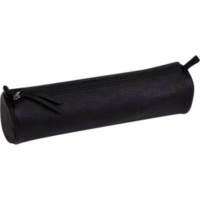 Trousse ronde CUIR NOIR VIEILLI Diam 5,5x22 cm
