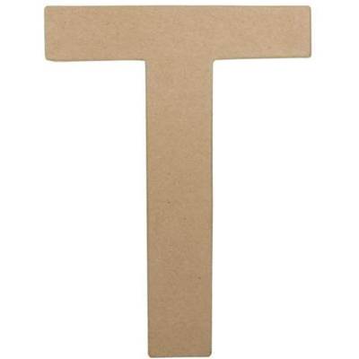 Support en papier brun mâché 5x22x30 cm, Lettre fantaisie T