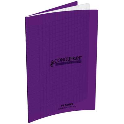 Cahier 24 x 32 96 pages grands carreaux couverture polypro violet - CONQUÉRANT