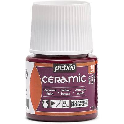 Flacon 45 ml peinture CERAMIC faïence et multi support RUBIS - PÉBÉO
