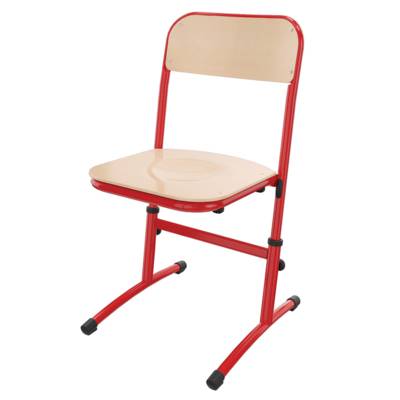 Chaise SAKI HR assise et dossier bois Blueprotech® piètement époxy - T3 à T6 - Rouge RAL 3000 - Mobidecor