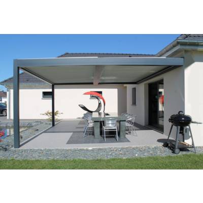 Pergola bioclimatique alu murale PANAMA gris sablé 7016 - Gedimat