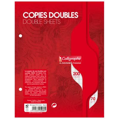 Etui de 50 Copies doubles (200 Pages) Perforées s/film 17x22 200p séyès70g