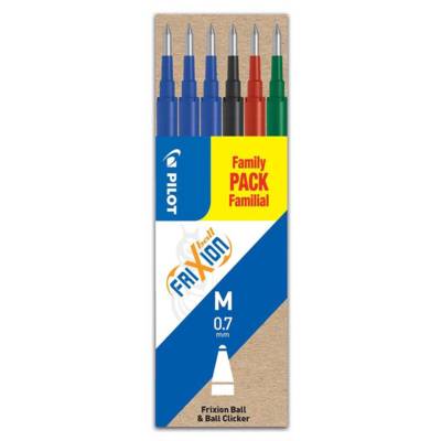 Set de 6 Recharges FRIXION BALL BLS-FR7 (3 Bleu + 1 Noir + 1 Rouge + 1 Vert)