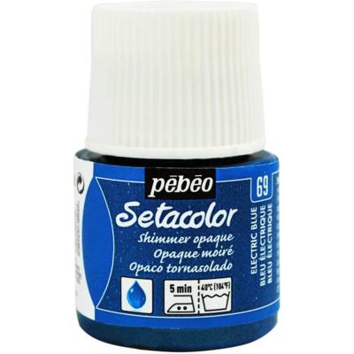 Flacon 45 ml Peinture SETACOLOR opaque pour textiles Bleu électrique moiré - PÉBÉO