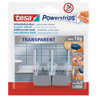 Powerstrips 2 Crochets Adhésif LARGE Transparent / chrome