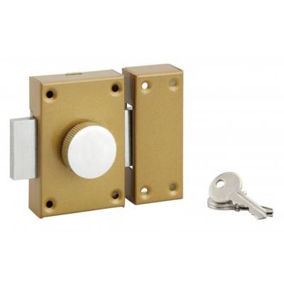 Verrou cambré à bouton et cylindre 3 clés 40mm - Gedimat - THIRARD