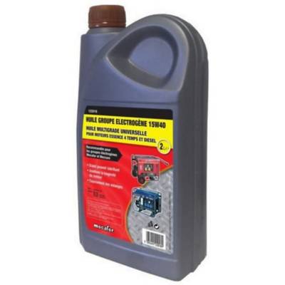 Huile groupes électrogènes 15W40 - bidon de 2 litres - Gedimat - MECAFER