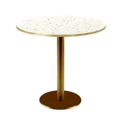 Table pied Doré Ø70cm terrazzo cassata chants laiton - intérieur - RestooTab