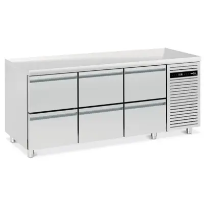 Soubassement réfrigéré froid négatif - 6 tiroirs GN1/1 - Sur roulettes - V7508 - U2-1600
