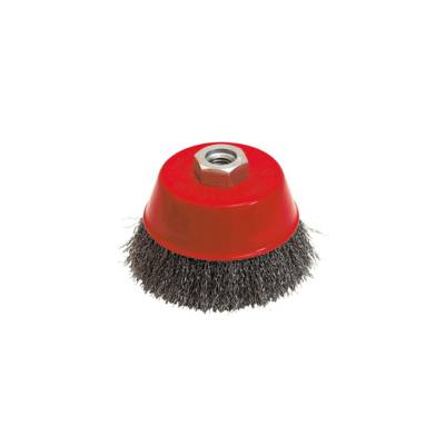 Brosse conique pour meuleuse fil acier ondulé 0.30 mm D. 100 mm M14 pour métal - Décapage dur - LEMAN - 540.100V - LEMAN S.A