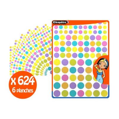 Etui 624 Gommettes Rondes Diamètres 10,14,18 Pastels