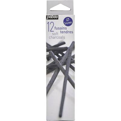 Boîte de 12 Fusains Tendres Noir 5-6mm Noir