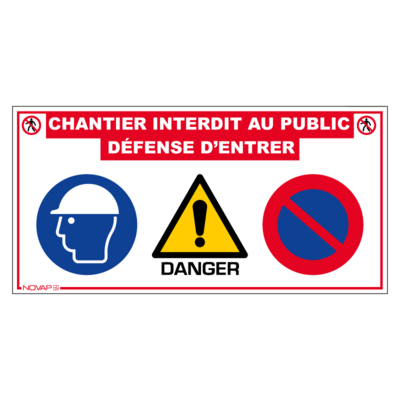 Panneau multi information pour chantier - 800 x 400 mm - NOVAP - 3000061 - Maxoutil