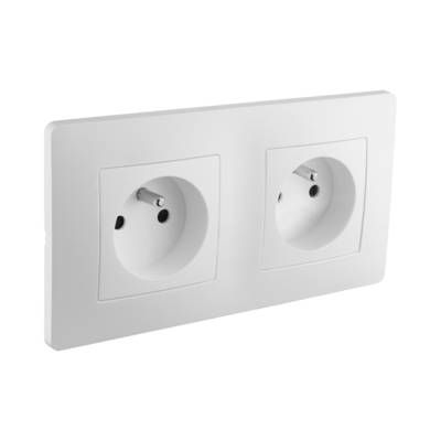 Double prise 2P+T horizontale CALY blanc - Gedimat - DEBFLEX