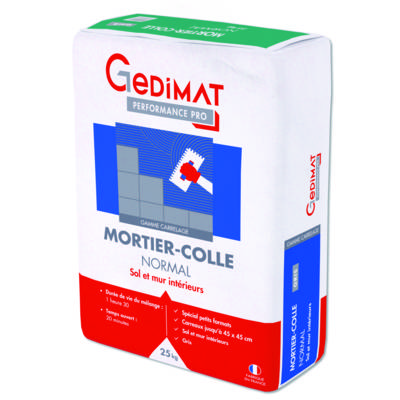 Mortier-colle normal C1 - sac de 25kg - gris - GEDIMAT PERFORMANCE PRO - Gedimat