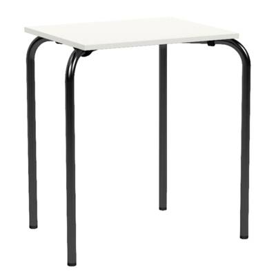 Table CARY plateau ép.19 mm mélaminé chant ABS piètement époxy - 60x50 cm - T6 - Blanc craie/noir RAL 9005 - Mobidecor