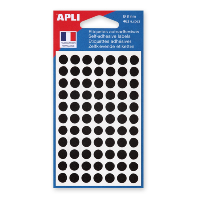 Sachet de 462 étiquettes Gommettes de signalisation Rondes 8 mm Noir
