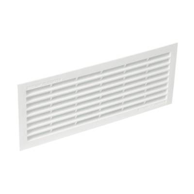 Grille d'aération rectangulaire intérieure et extérieure blanche, à visser ou à coller, dimensions extérieures h. 120 x l. 299 mm, avec moustiquaire, section passage d'air 150 cm² - Gedimat