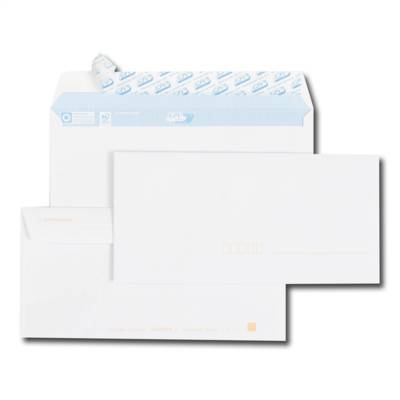 Paquet de 25 enveloppes blanches DL 110x220 90 g  précasées bande de protection