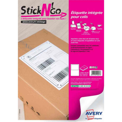 Boite de 500 étiquettes intégrées Stick'NGo pour Colissimo 120 x 164 mm blanc