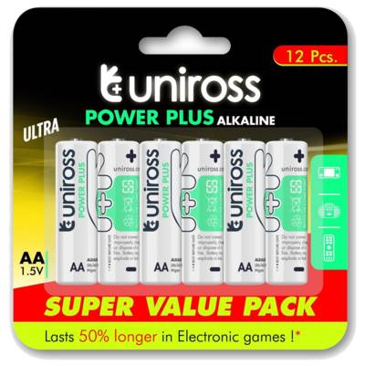 Pack de 12 Piles Alcalines AA-LR6 Power Plus 1,5V
