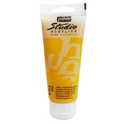 Peinture Studio Acrylique Tube Jaune Cadmium Moyen Imitation 100 ml - PÉBÉO