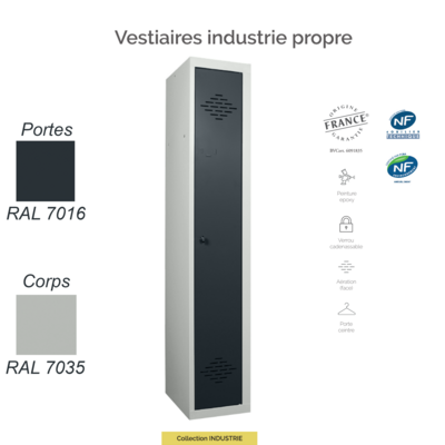 Vestiaire Industrie Propre 1 Case | Sécurisé & Robuste