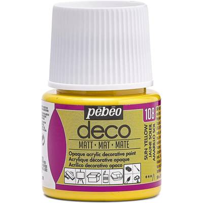 Flacon 45ml peinture acrylique Déco Mat JAUNE SOLEIL - PÉBÉO