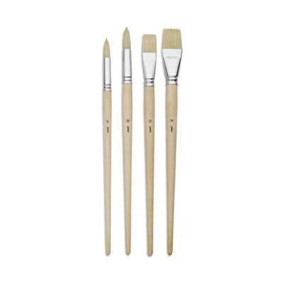 Pochette 4 pinceaux manche long plat + rond - sbb - 100% wood fsc